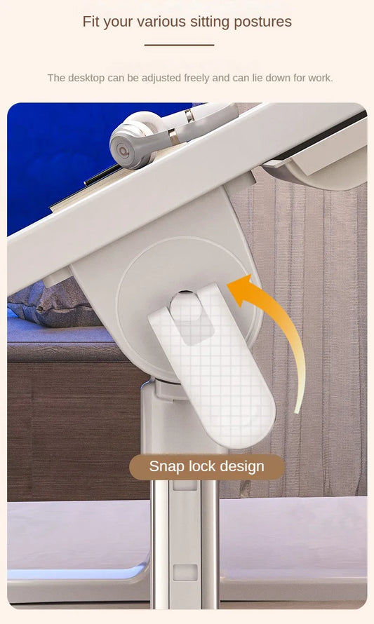 Foldable Radiator-Adjustable Laptop Desk with Drawer