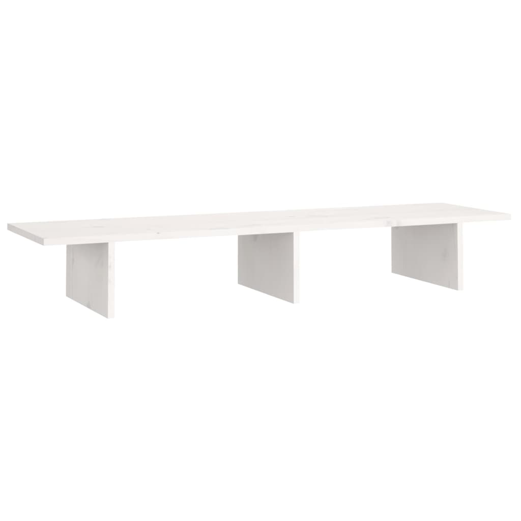NNEVL Monitor Stand White 100x27x15 cm Solid Wood Pine