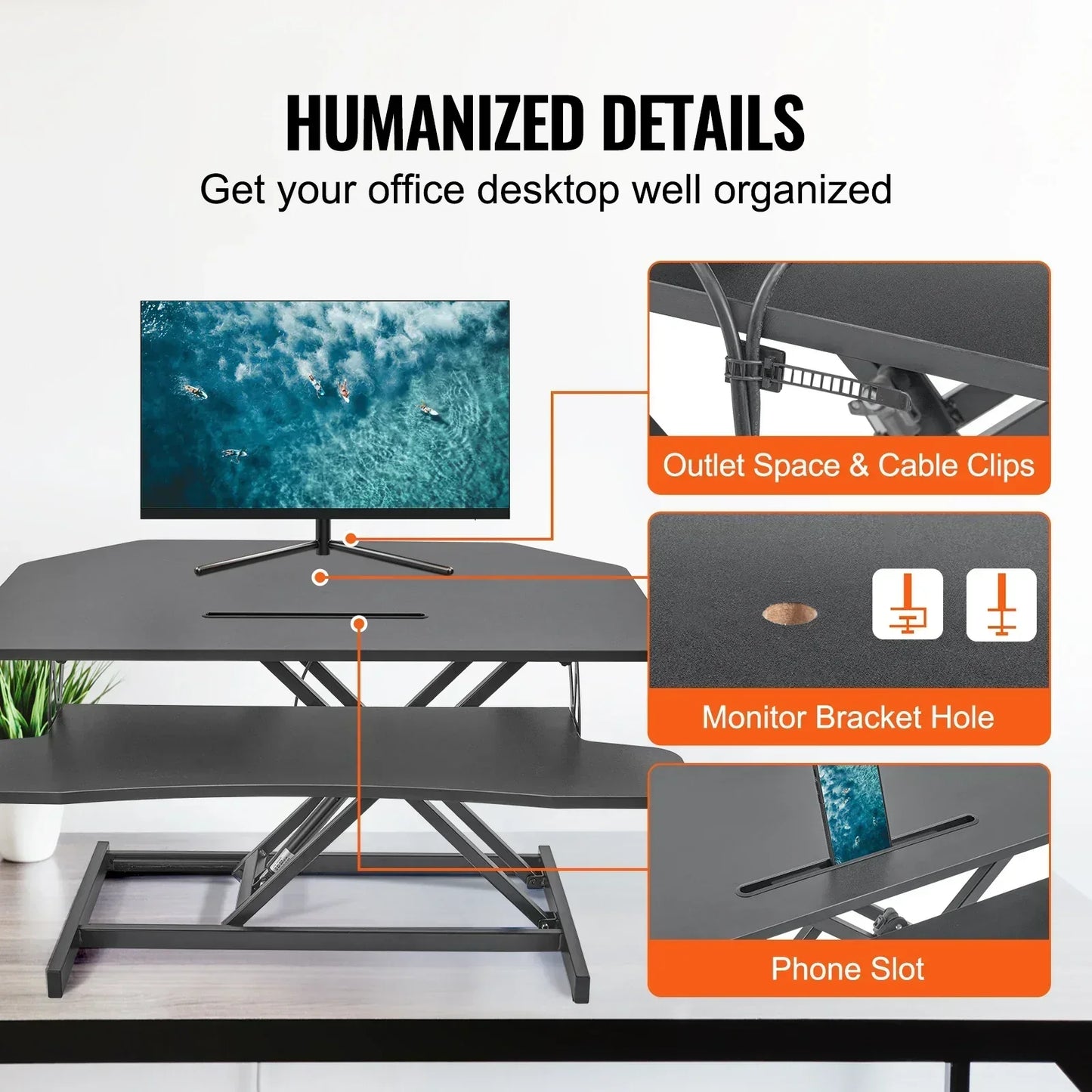 X-Frame Double-Layer Standing Desk Converter - Height Adjustable Sit-to-Stand Desk