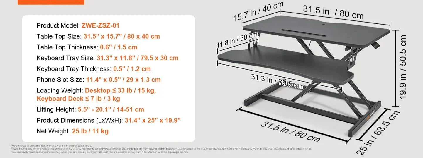 X-Frame Double-Layer Standing Desk Converter - Height Adjustable Sit-to-Stand Desk