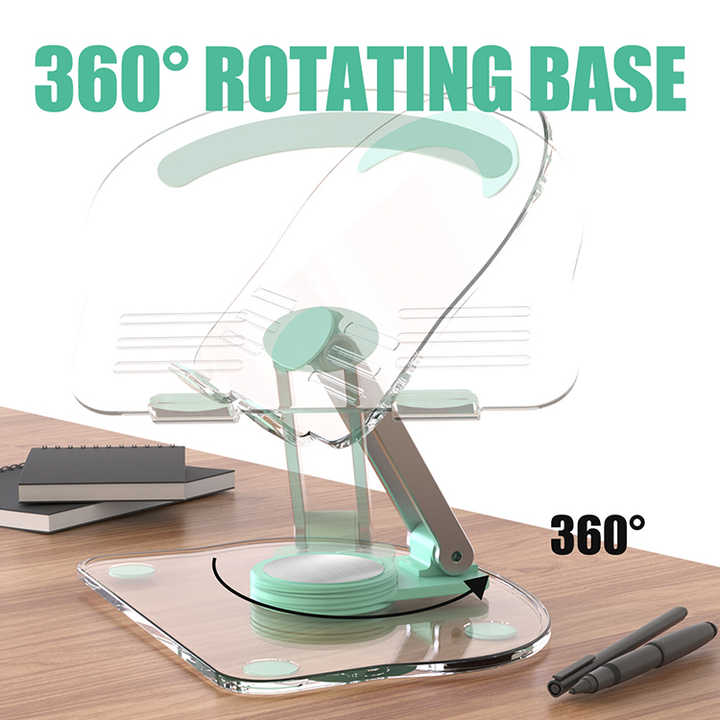 NNEDSZ Green Acrylic Foldable Tablet and Phone Stand - 360° Rotation, Anti-Slip Design, Lightweight and Compact