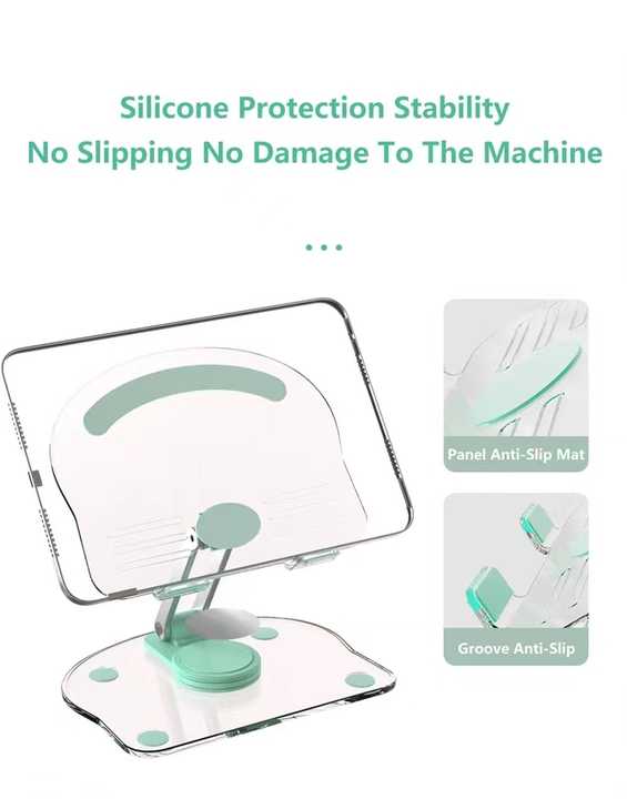 NNEDSZ Green Acrylic Foldable Tablet and Phone Stand - 360° Rotation, Anti-Slip Design, Lightweight and Compact