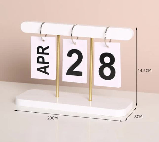 NNEDSZ White Modern Minimalist Wooden Flip Calendar - Stylish Desktop Calendar for Home, Office, and Study Room